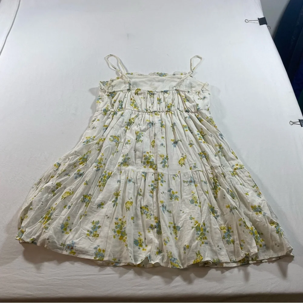 Wild Fable Dress Floral Mini A line full pleated White Yellow Dress Women’s LG - Picture 10 of 10